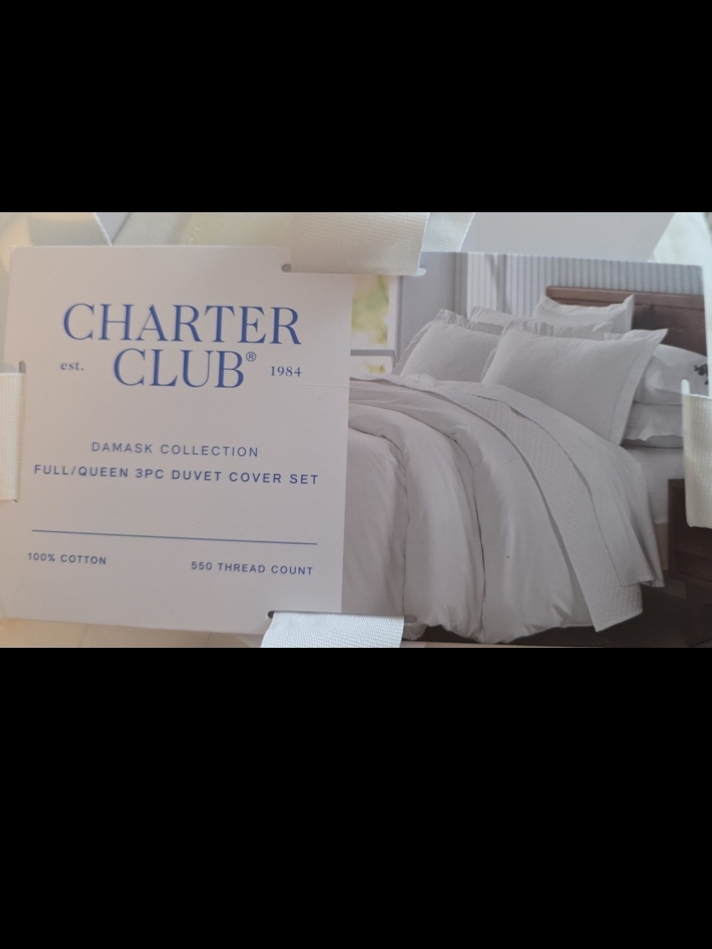 Charter Club Cream Damask Full/Queen Duvet Cover Set - 3pc